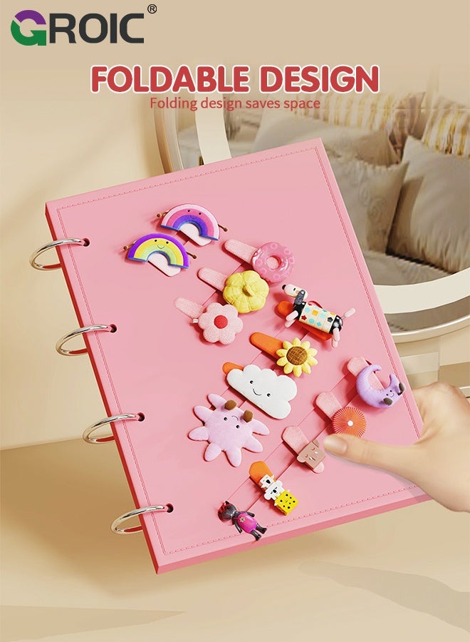 GROIC Hair Clip Organizer Book, Felt Hair Accessories Organizer with 2 Inner Pages, Large Capacity Travel Book-Style Holder for Hair Clips, Headbands, Barrettes, Foldable and convenient Hairpin Holder - Image 5